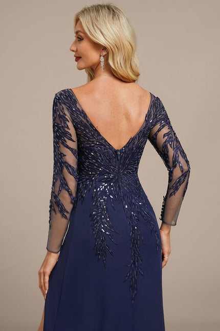 Robe Fourreau Soirée Bleu Nuit Élégante - gallery 7