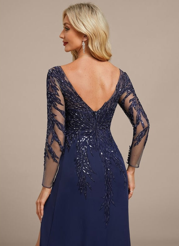 Robe Fourreau Soirée Bleu Nuit Élégante - gallery 7