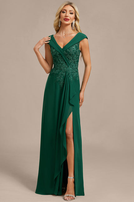 Robe Fourreau Soirée Émeraude Drapée