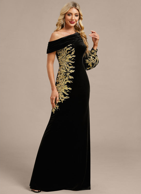 Robe Fourreau Velours Ornée - gallery 5