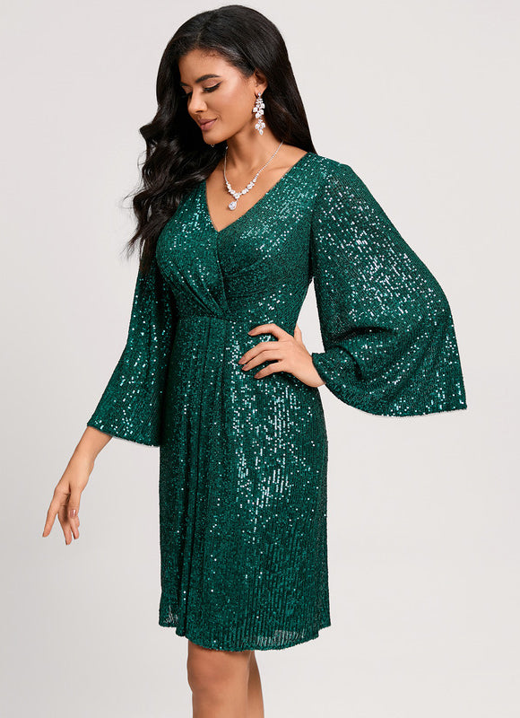 Robe Fourreau Émeraude Volants - gallery 4