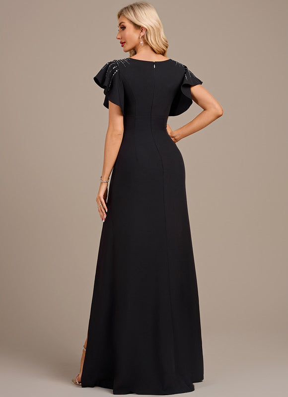 Robe Fourreau Longue Élégante Noire - gallery 5