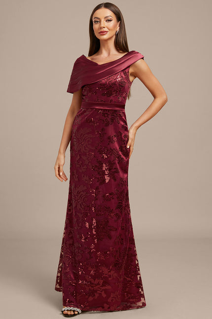 Robe Fourreau Satin Bordeaux Élégante - gallery 3