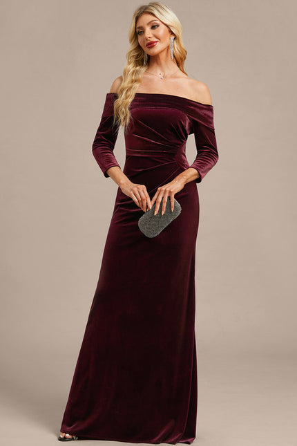 Robe Fourreau Velours Bordeaux - gallery 2