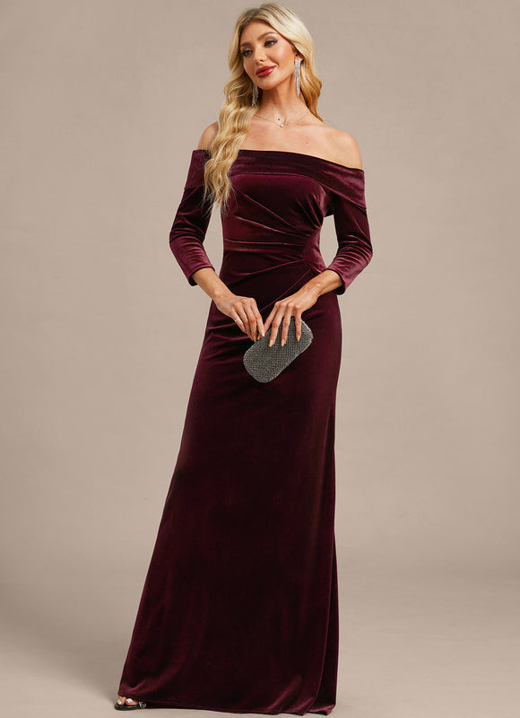 Robe Fourreau Velours Bordeaux - gallery 2