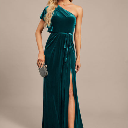 Robe Fourreau Velours Émeraude