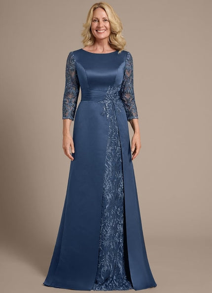 Robe Fourreau Satinée Brodée