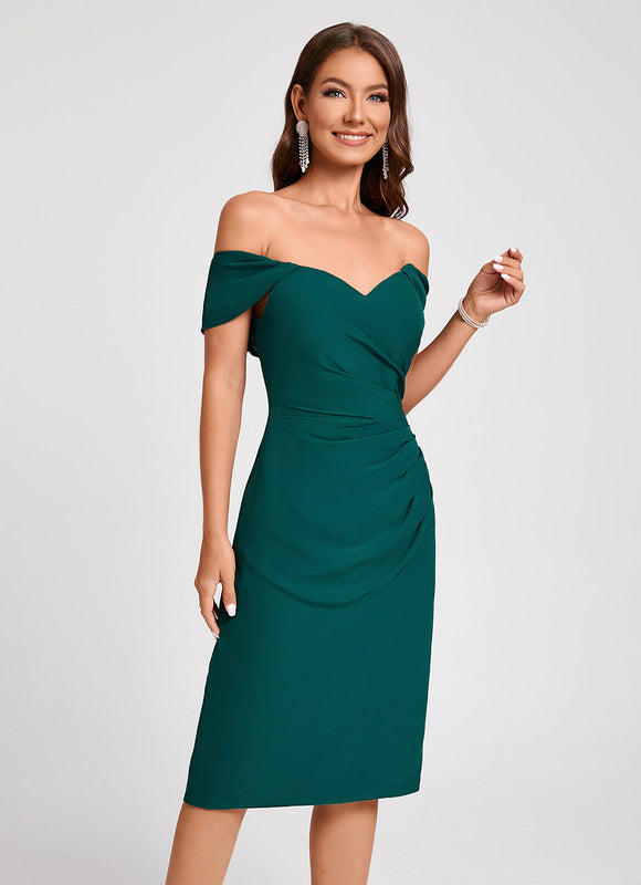 Robe Fourreau Émeraude Drapée - gallery 2