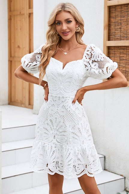 Robe Fourreau Blanche À Volants - gallery 1