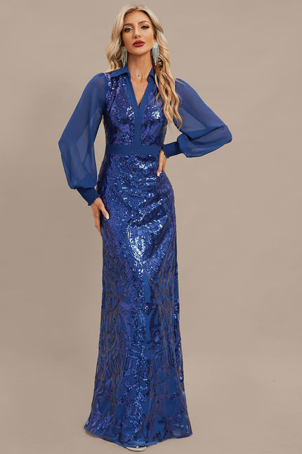 Robe Fourreau Longue Éclatante - gallery 4