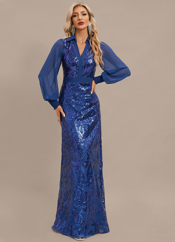 Robe Fourreau Longue Éclatante - gallery 4