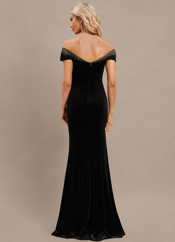 Robe Fourreau Velours Noir - gallery 6