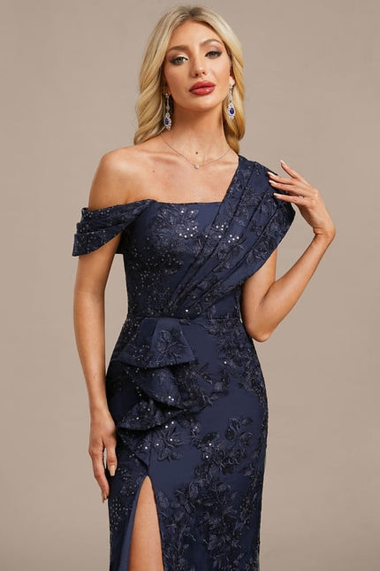 Robe Fourreau Soirée Navy Pailletée - gallery 1