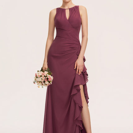 Robe Fourreau Mousseline Volante