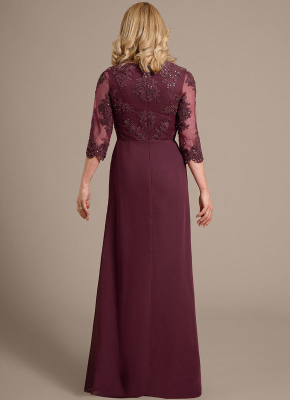 Robe Fourreau Longue Bordeaux Élégante - gallery 5