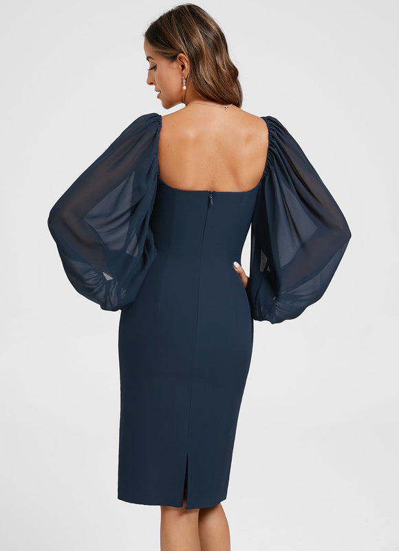 Robe Fourreau Élégante Manches Bouffantes - gallery 3