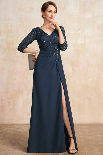 Robe Fourreau Longue Marine Chic - gallery 4