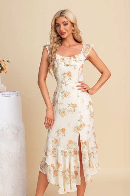 Robe Fourreau Florale Asymétrique - gallery 4