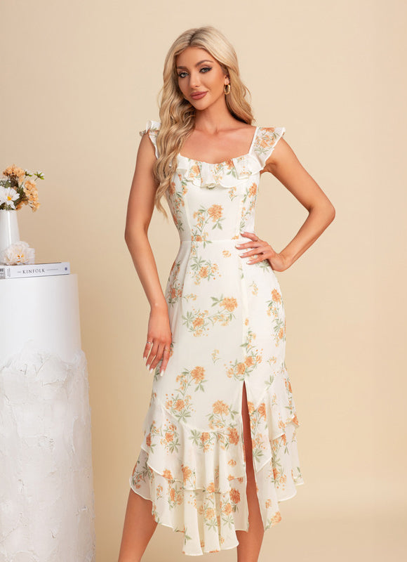 Robe Fourreau Florale Asymétrique - gallery 4