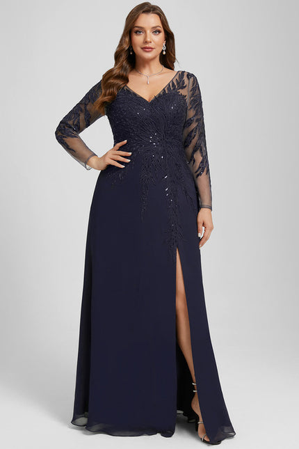 Robe Fourreau Soirée Marine Scintillante - gallery 8