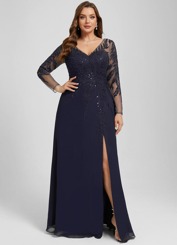 Robe Fourreau Soirée Marine Scintillante - gallery 8