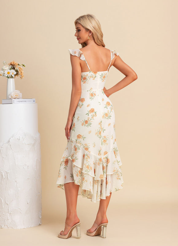 Robe Fourreau Florale Asymétrique - gallery 1