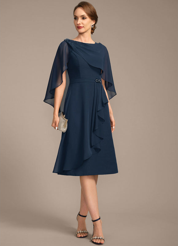 Robe Fourreau Chic Drapé Perlé - gallery 3