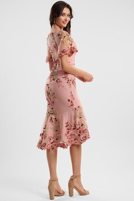 Robe Fourreau Rose Florale - gallery 4