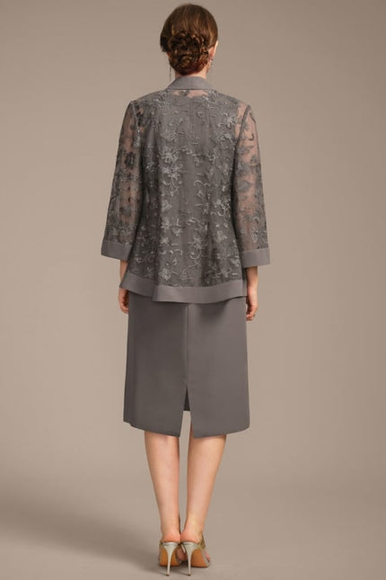 Robe Fourreau Grise Élégante - gallery 6