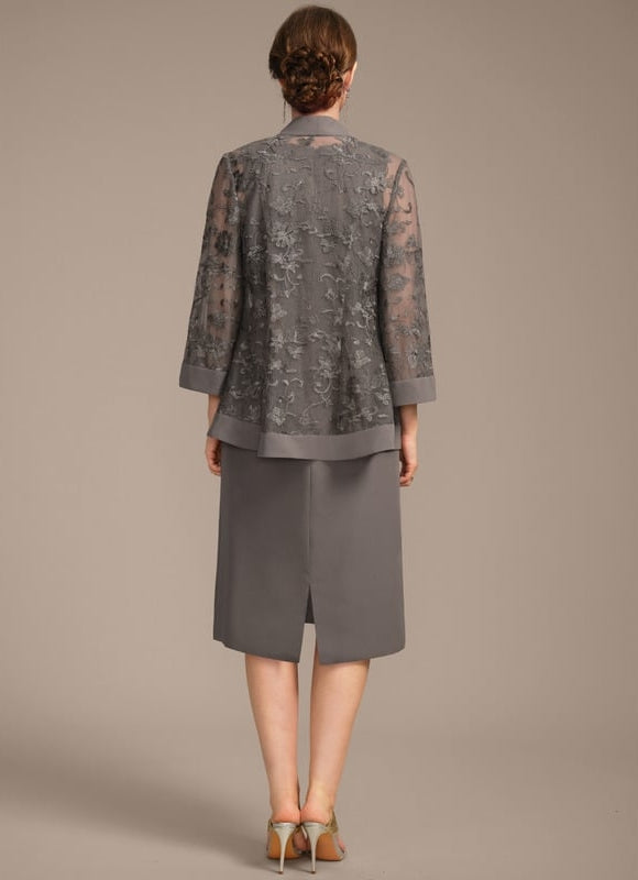 Robe Fourreau Grise Élégante - gallery 6