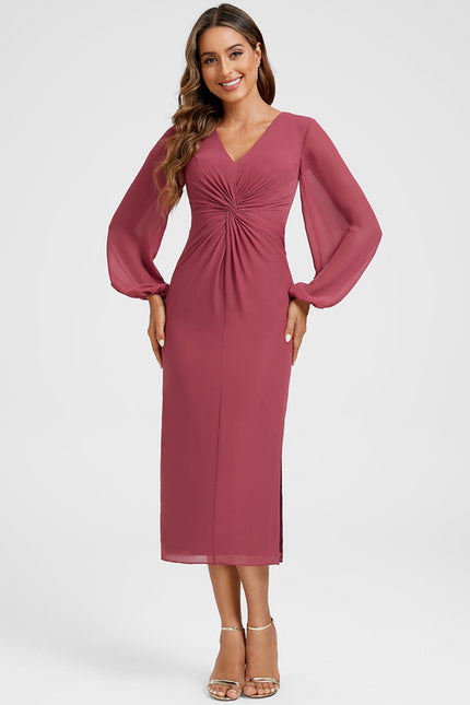 Robe Fourreau Fluide Framboise