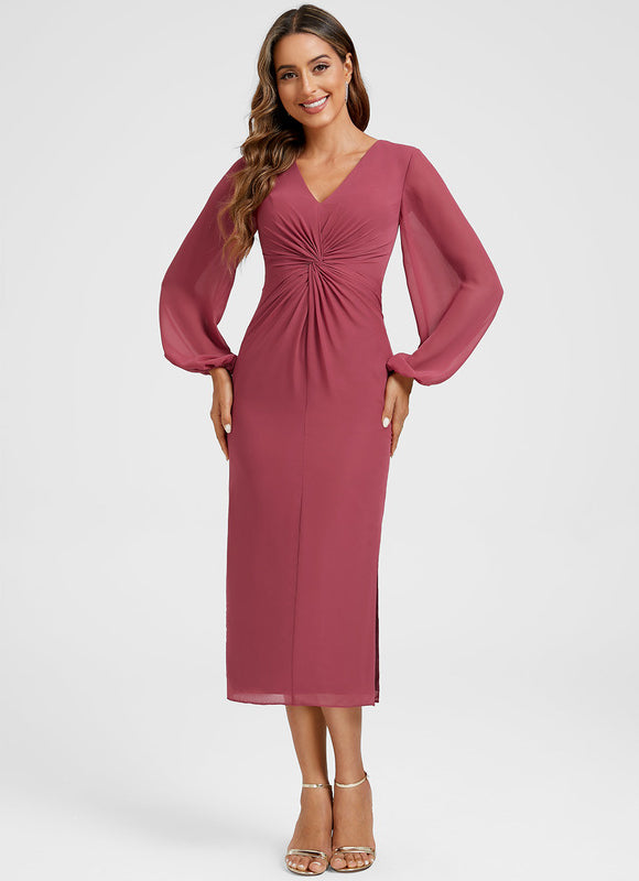 Robe Fourreau Fluide Framboise