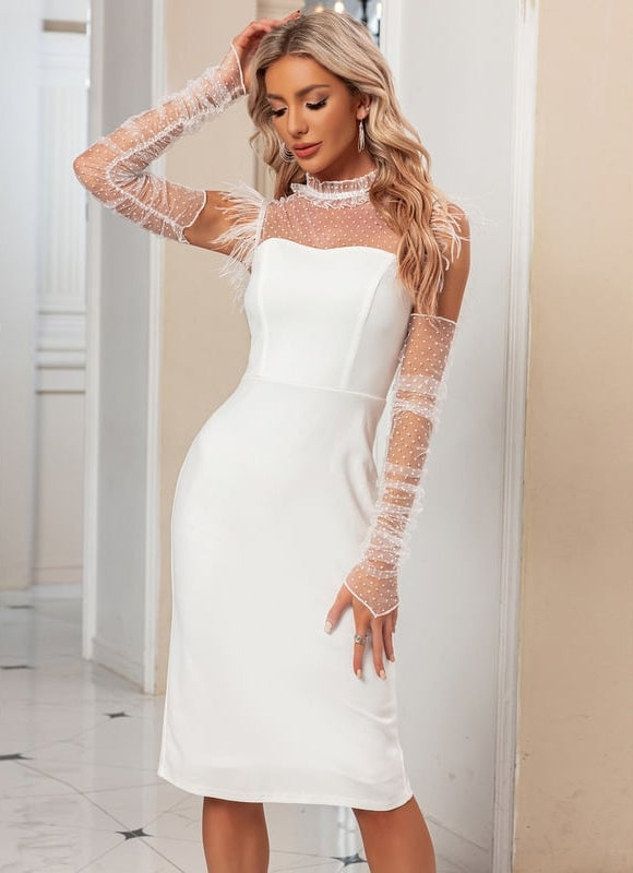 Robe Fourreau Longue Blanche - gallery 5