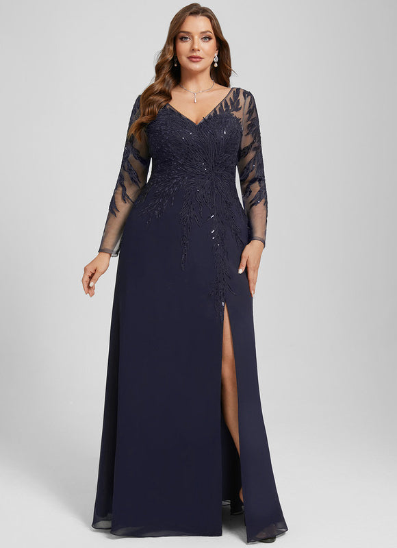 Robe Fourreau Soirée Marine Scintillante - gallery 9