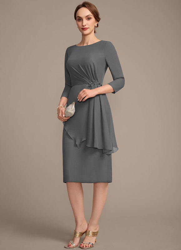 Robe Fourreau Chic Drapé Perlé - gallery 4