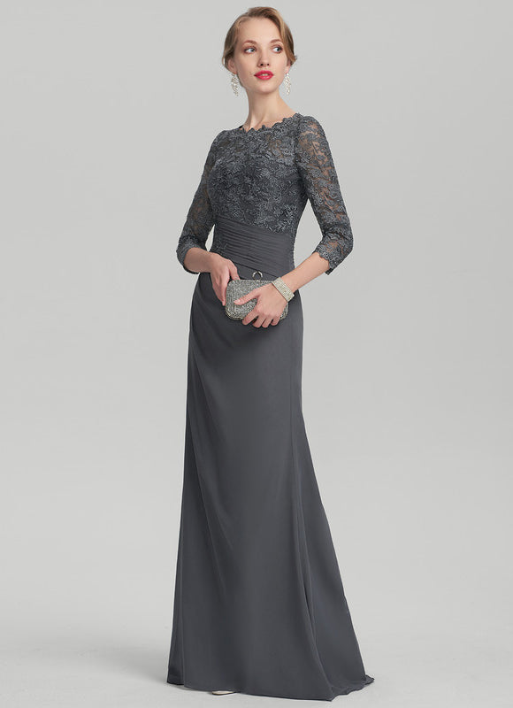 Robe Fourreau Dentelle Grise - gallery 1