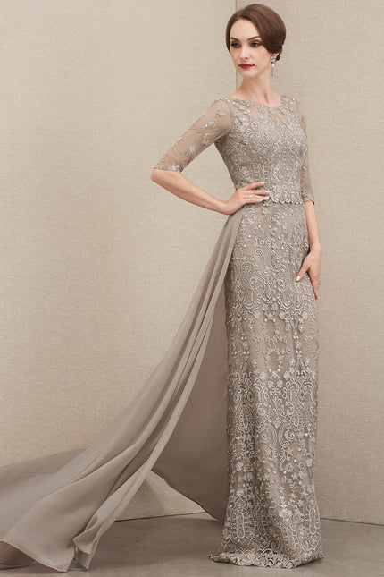 Robe Fourreau Grise Éclatante - gallery 1