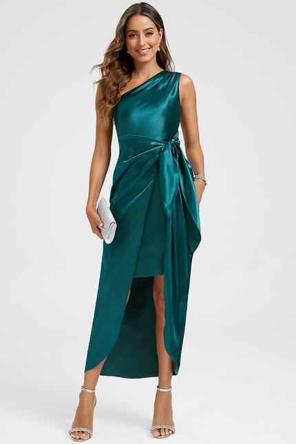 Robe Fourreau Satinée Asymétrique - gallery 2