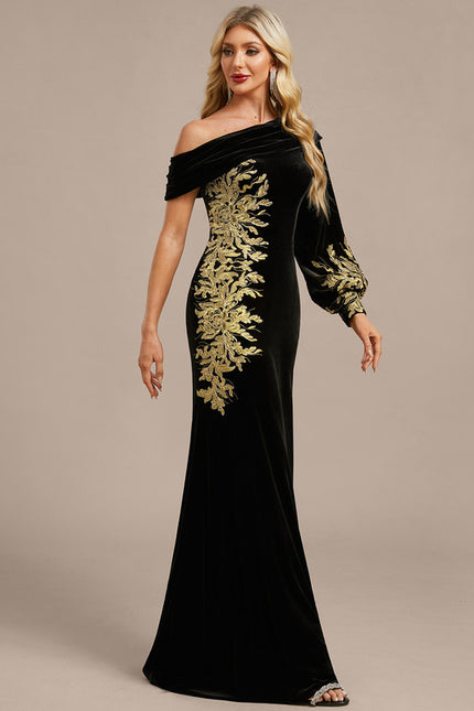 Robe Fourreau Velours Ornée - gallery 4