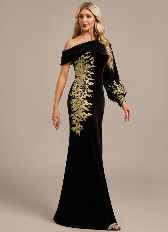 Robe Fourreau Velours Ornée - gallery 4