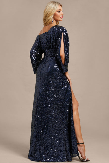 Robe Fourreau Asymétrique Scintillante - gallery 7