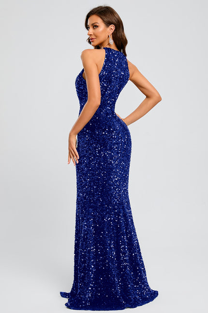 Robe Fourreau Scintillante Fendue - gallery 3