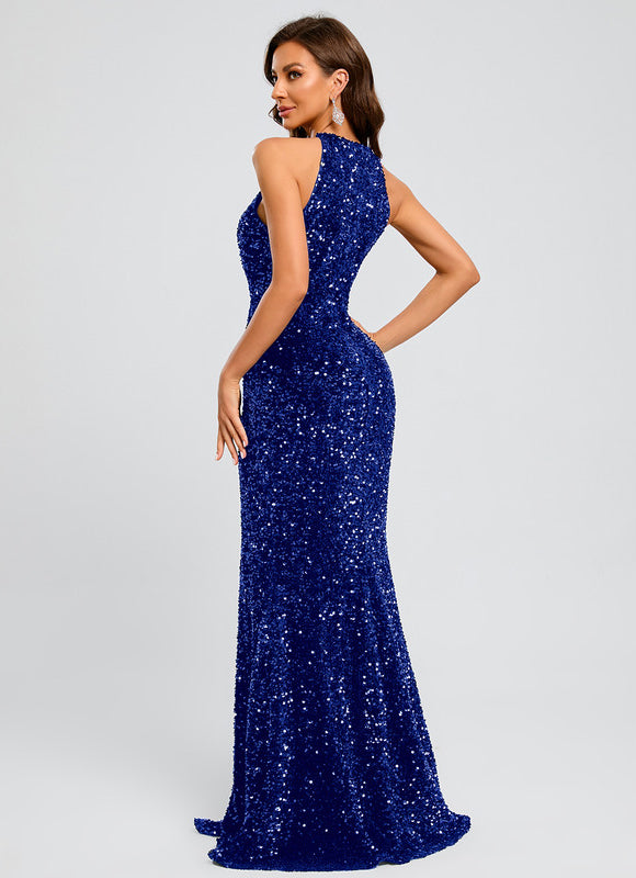 Robe Fourreau Scintillante Fendue - gallery 3