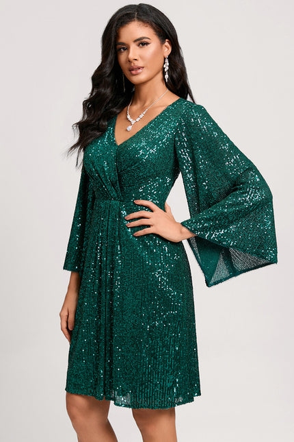 Robe Fourreau Émeraude Volants - gallery 5