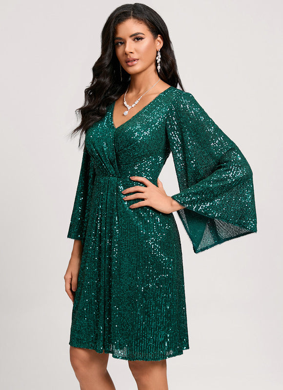 Robe Fourreau Émeraude Volants - gallery 5