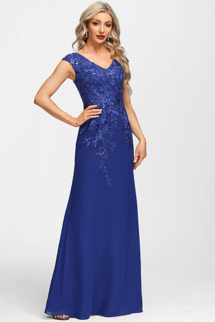 Robe Fourreau Soirée Marine Scintillante - gallery 2