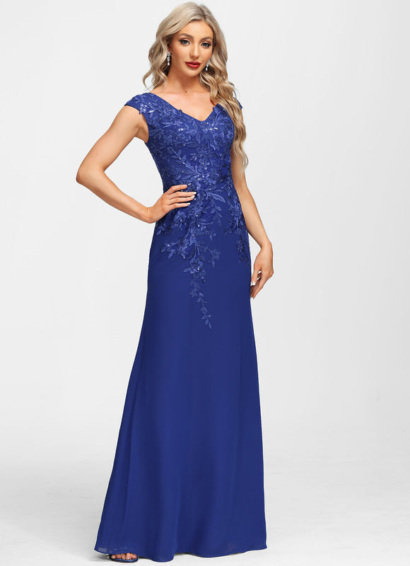 Robe Fourreau Soirée Marine Scintillante - gallery 2