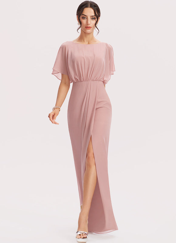 Robe Fourreau Mousseline Rose