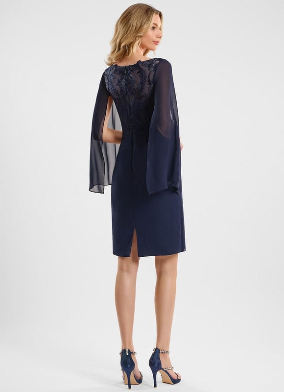 Robe Fourreau Vaporeuse Marine - gallery 4