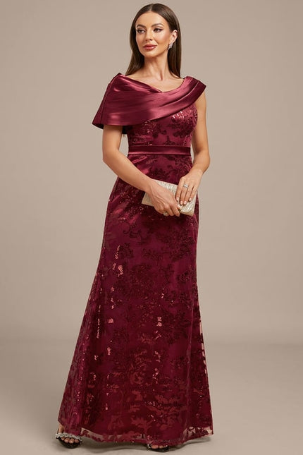 Robe Fourreau Satin Bordeaux Élégante - gallery 4